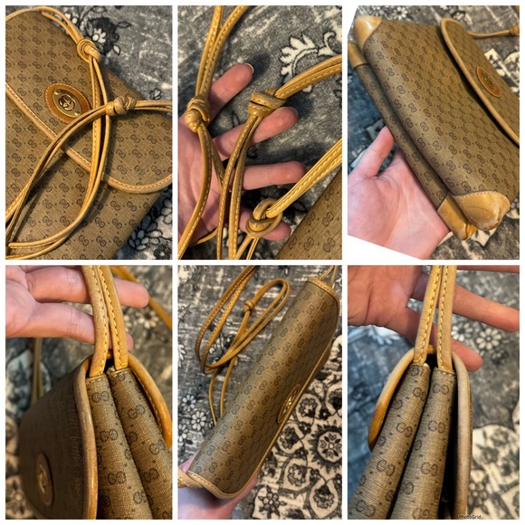 Gucci AUTHENTIC Vintage Tan Micro GG Monogram Small Crossbody Bag Purse - Picture 8 of 16